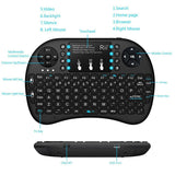 (Updated With Backlit) Rii i8+ 2.4GHz Mini Wireless Keyboard with Touchpad Mouse, LED Backlit, Rechargable Li-ion Battery, Soft Silicone Button, Raspberry Pi 2, MacOS, Linux, HTPC, Google Android TV Box, Windows XP Vista 7 8 10