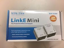 Brite-View LinkE Mini 500 mbps Powerline Ethernet Adapter Kit BVP-5100D